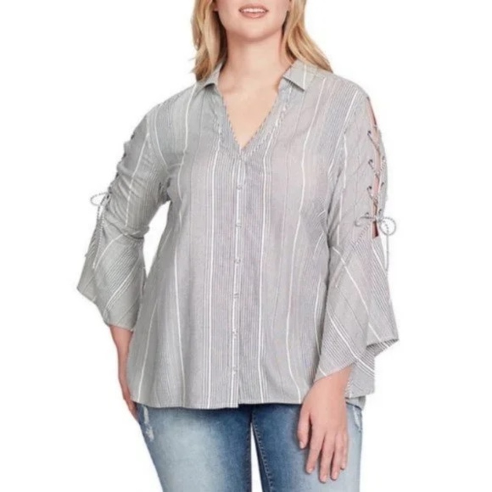 Jessica Simpson Michu Stripe Bell Sleeve Blouse